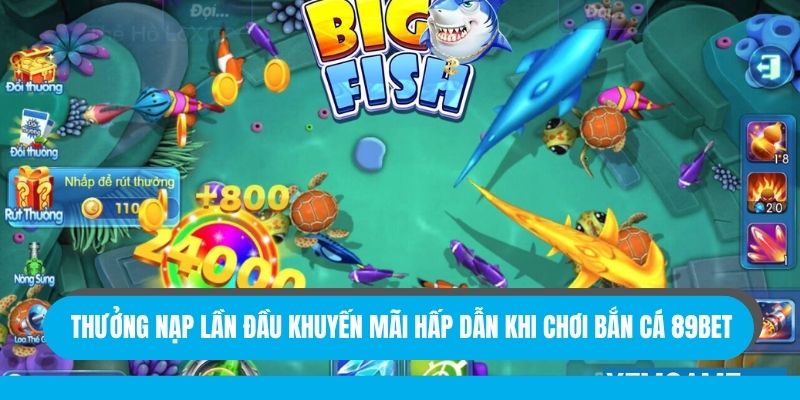 Thưởng nạp lần đầu khuyến mãi hấp dẫn khi chơi bắn cá 89bet